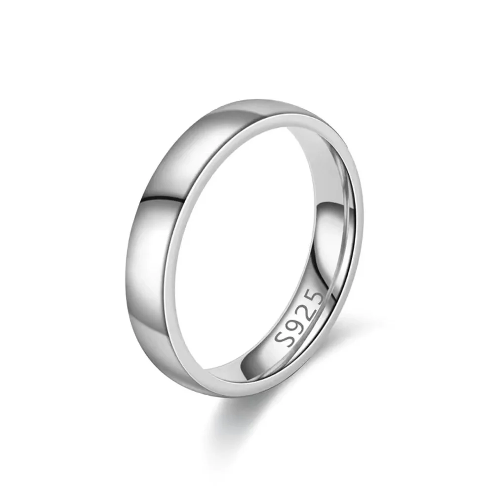 Men’s solid 925 sterling silver 4mm classic dome wedding band NWT 9